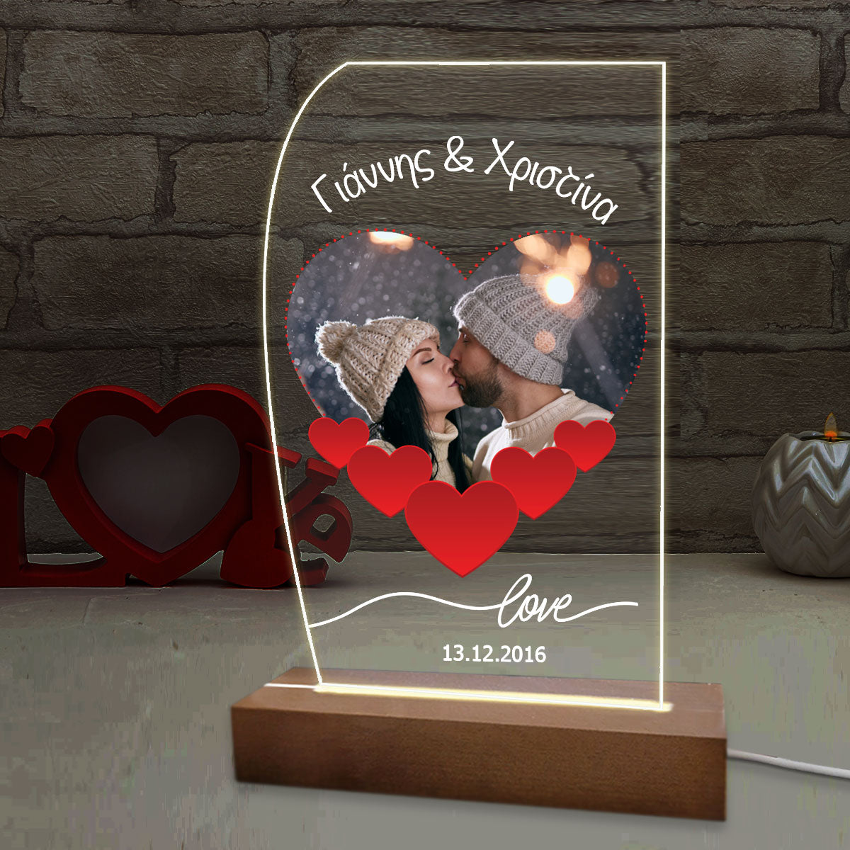 Φωτιστικό plexiglass photo heart