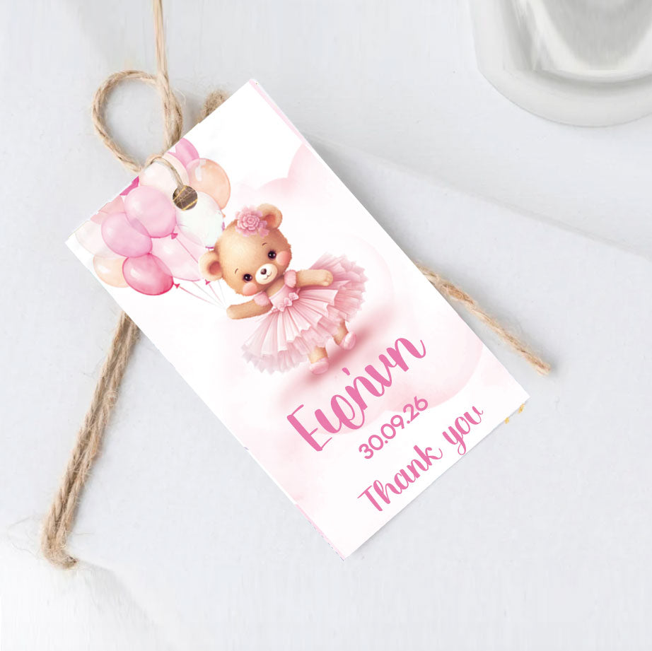 Καρτελάκια βάπτισης με θέμα αρκουδάκι (20 τεμάχια)