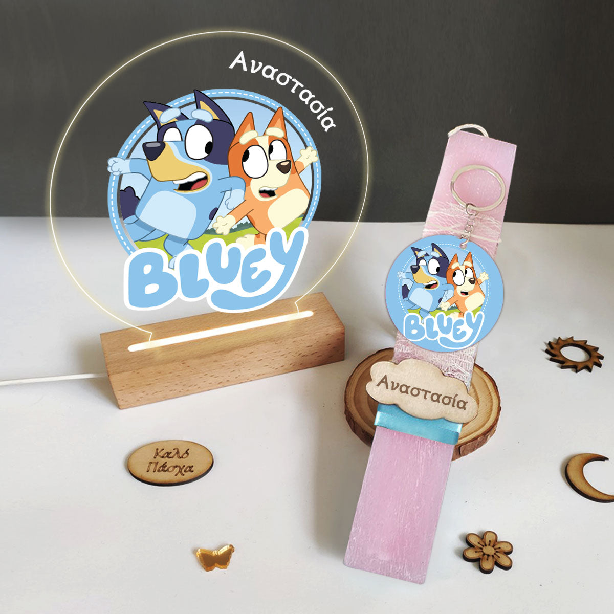 Σετ λαμπάδα με φωτιστικό plexiglass Bluey