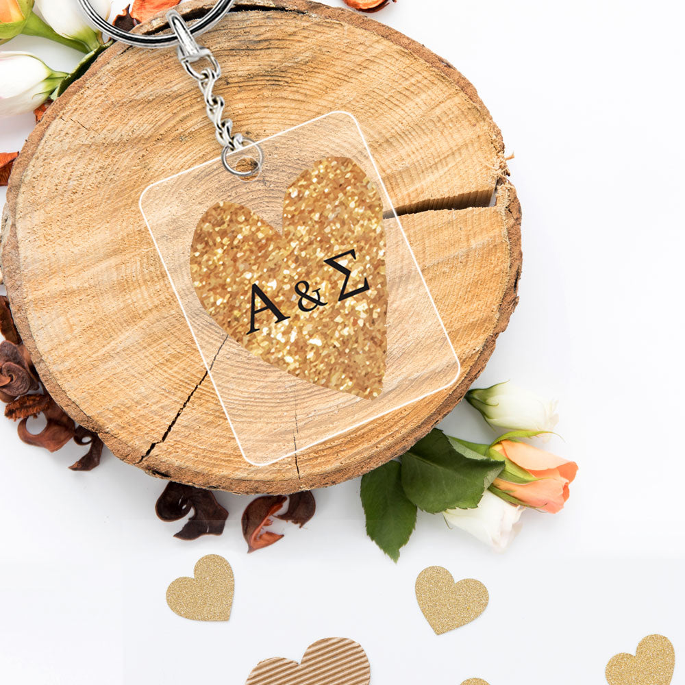 Μπρελόκ plexiglass gold heart