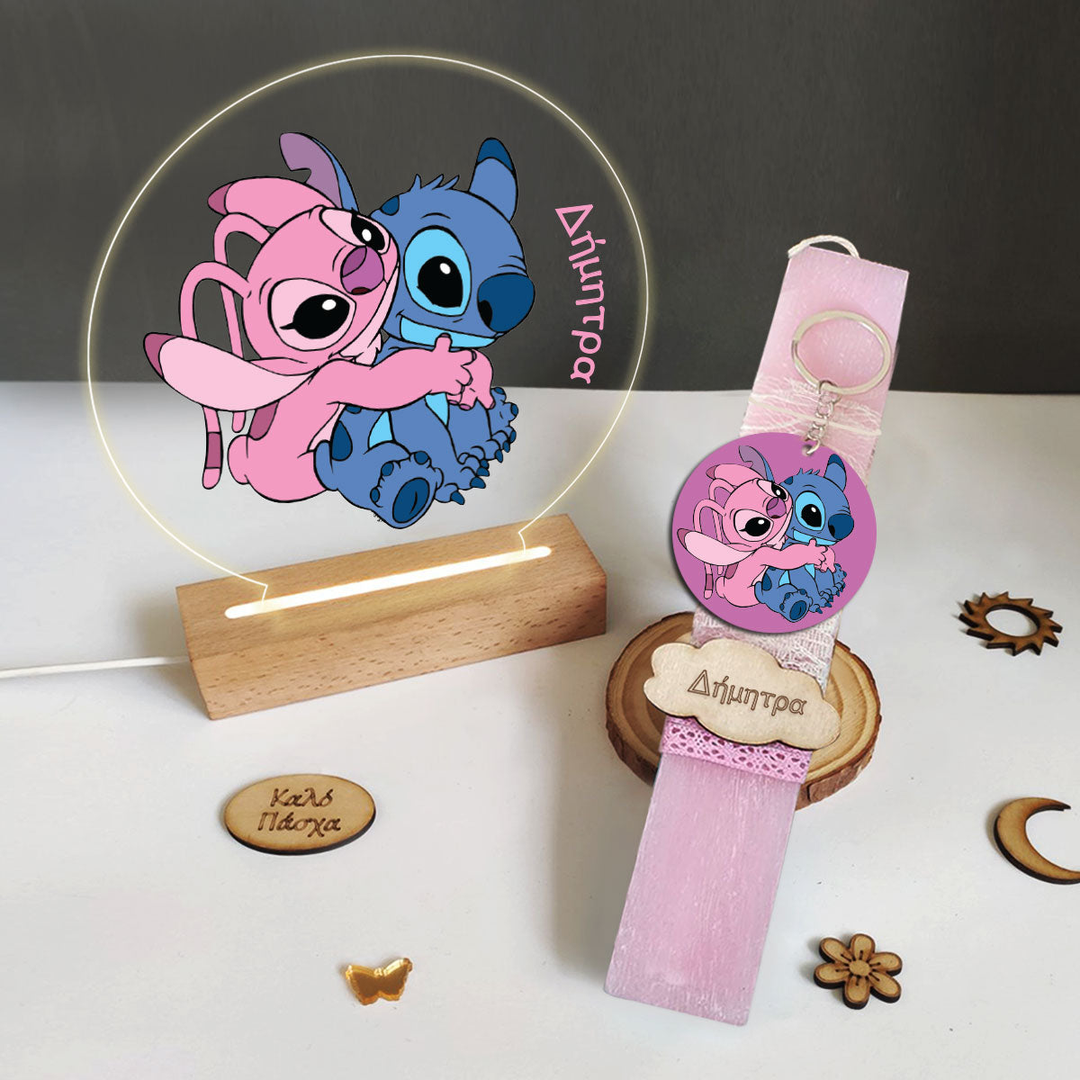 Σετ λαμπάδα με φωτιστικό plexiglass Angel Stitch