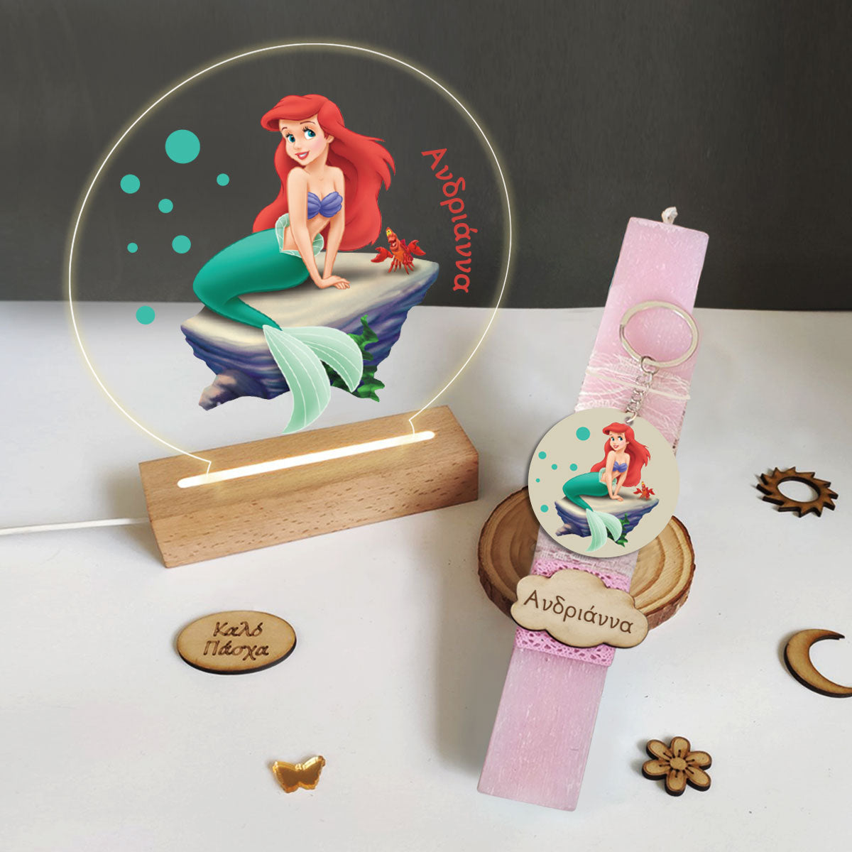 Σετ λαμπάδα με φωτιστικό plexiglass mermaid