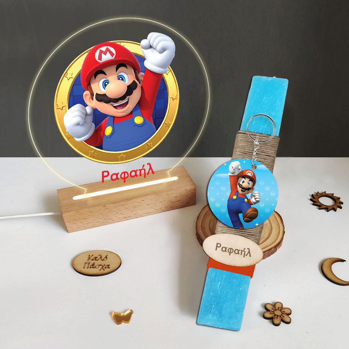 Σετ λαμπάδα με φωτιστικό plexiglass Mario