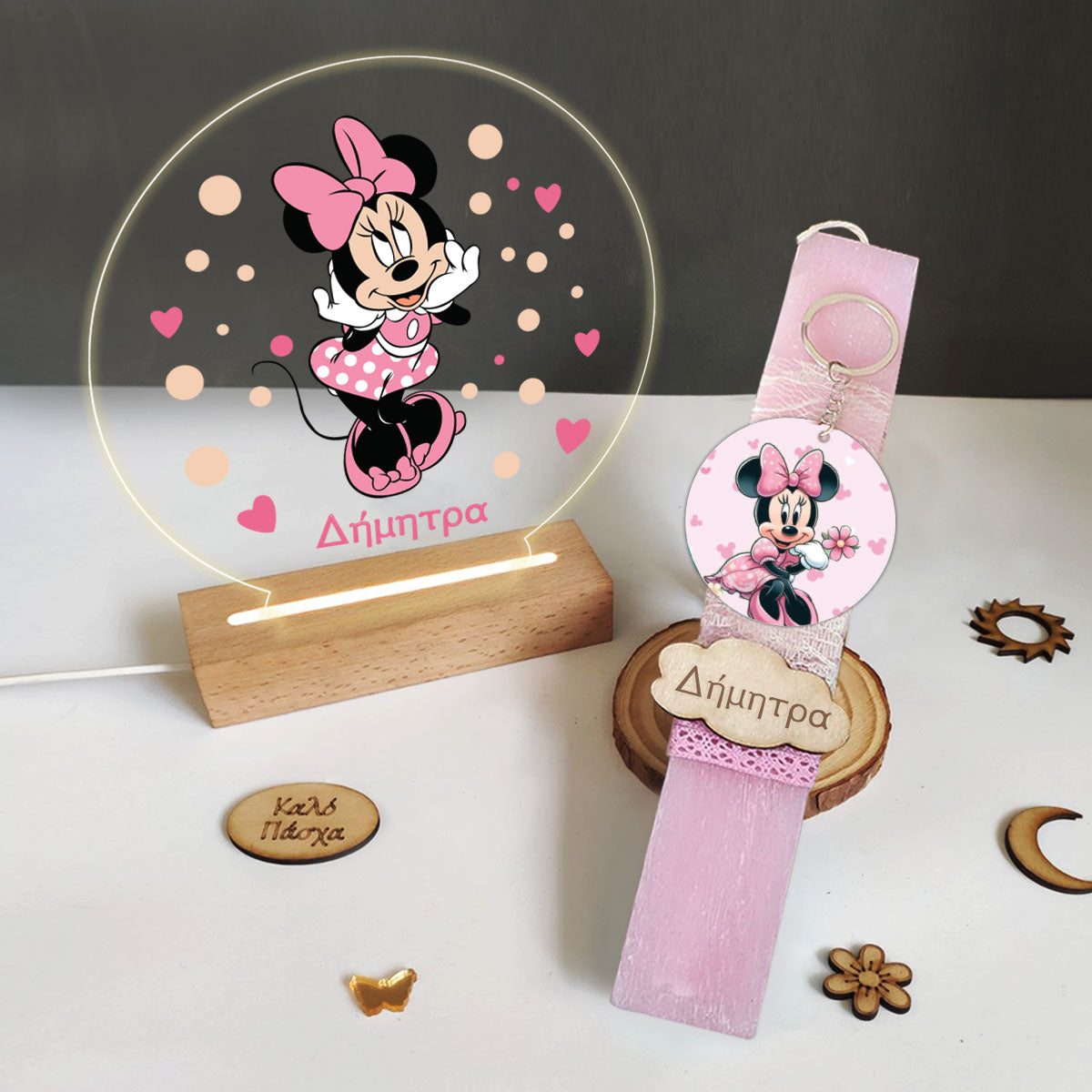 Σετ λαμπάδα με φωτιστικό plexiglass Minnie