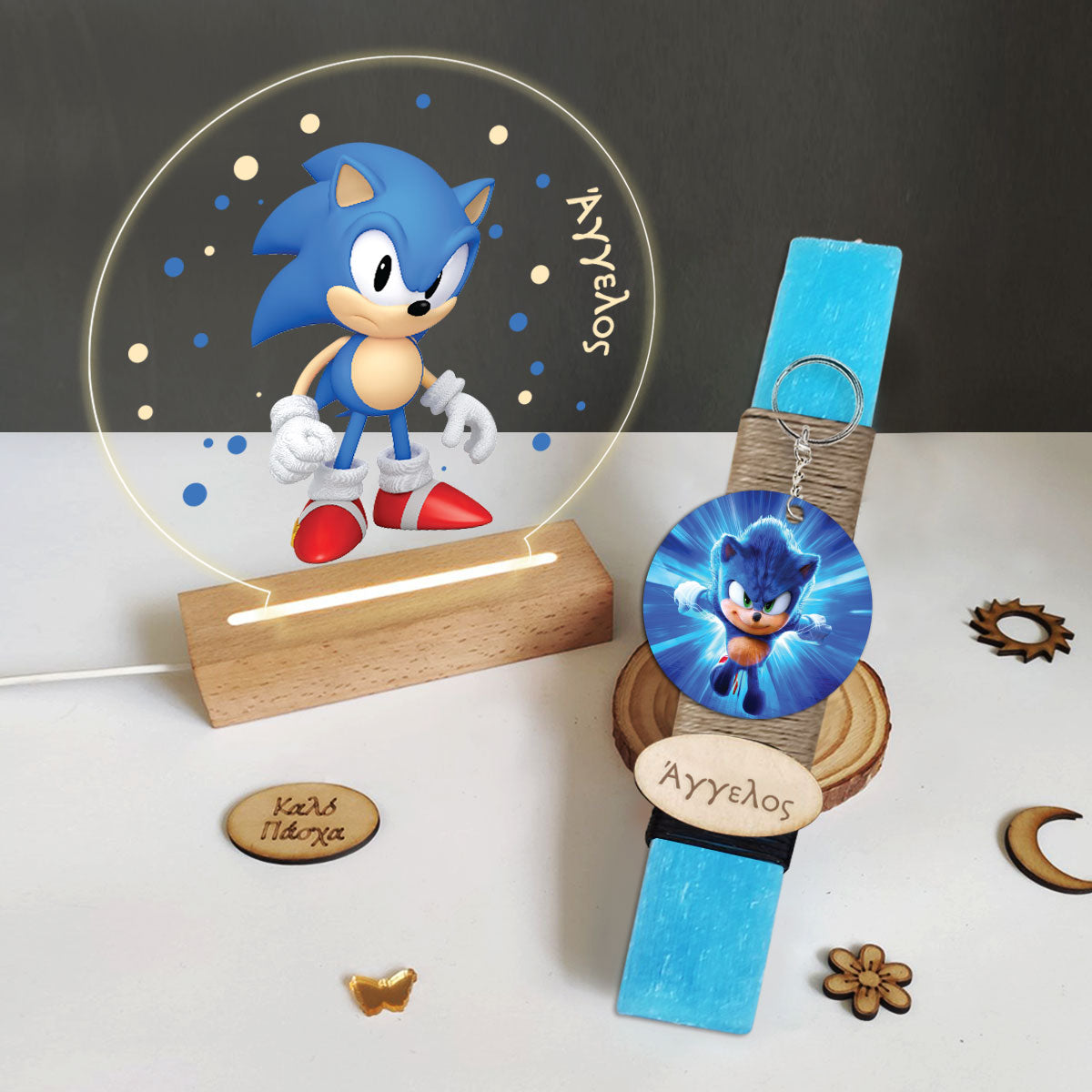 Σετ λαμπάδα με φωτιστικό plexiglass Sonic