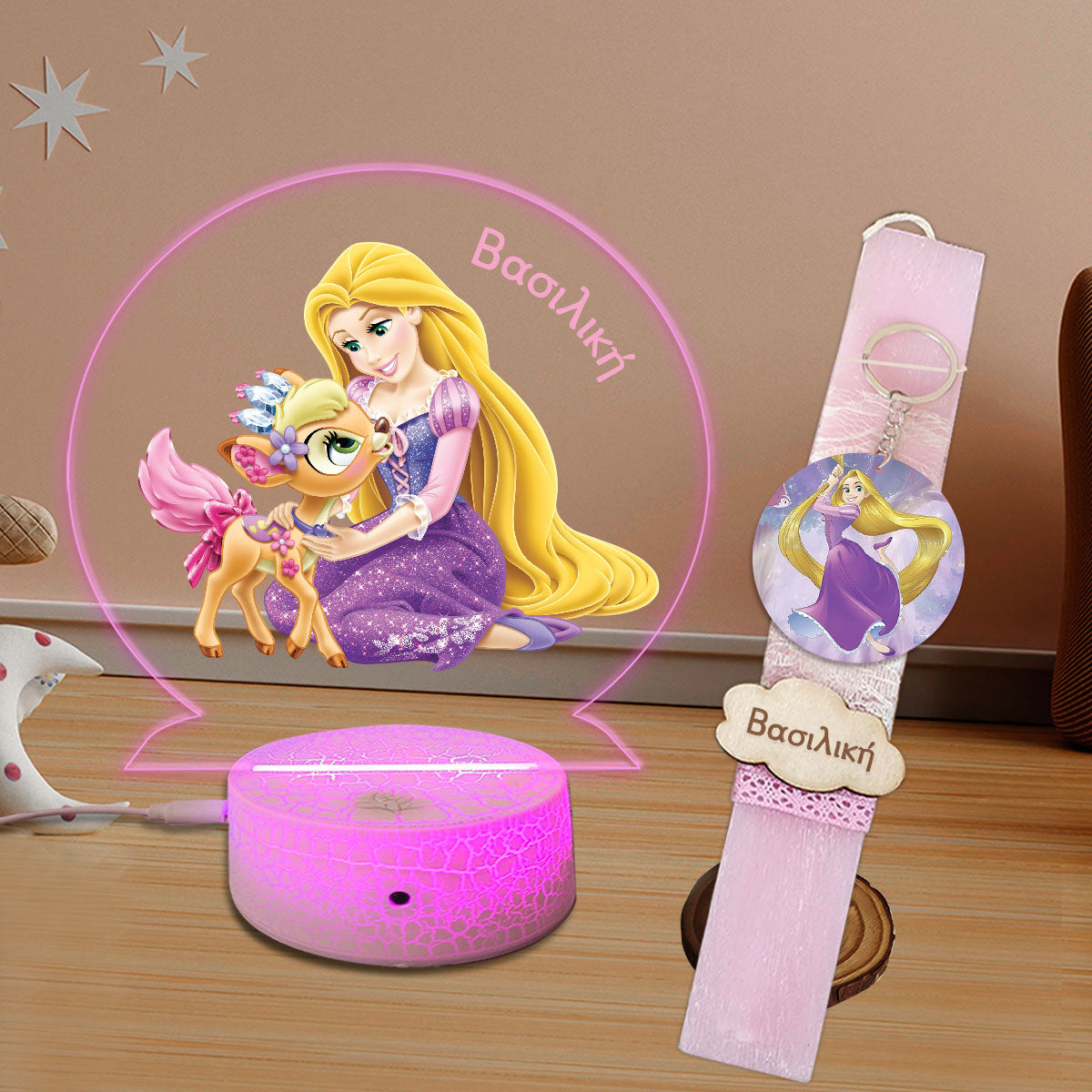 Σετ λαμπάδα με φωτιστικό plexiglass πριγκίπισσα