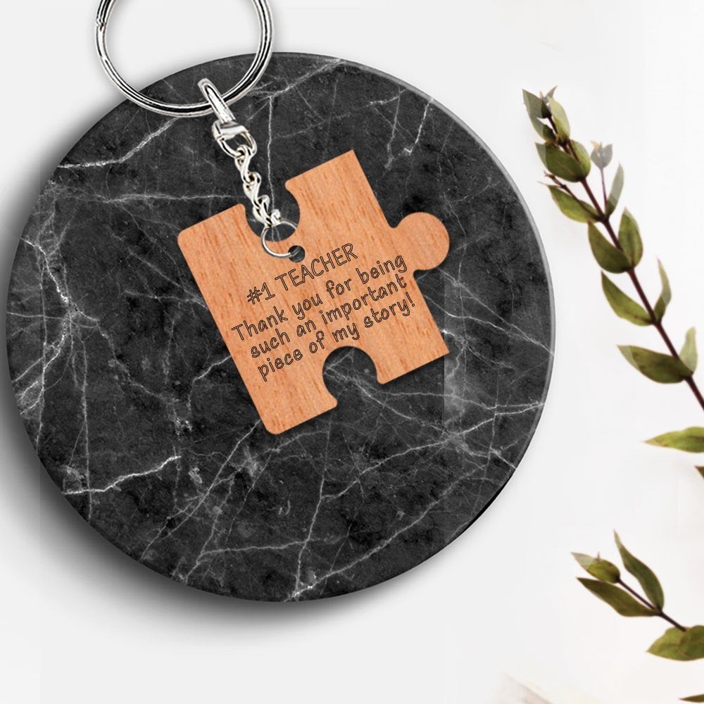 Ξύλινo μπρελόκ puzzle #1 teacher