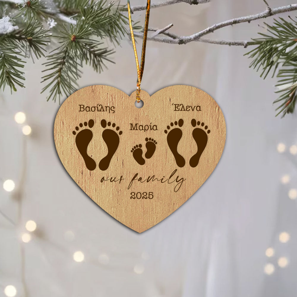 Στολίδι ξύλινο καρδιά our family