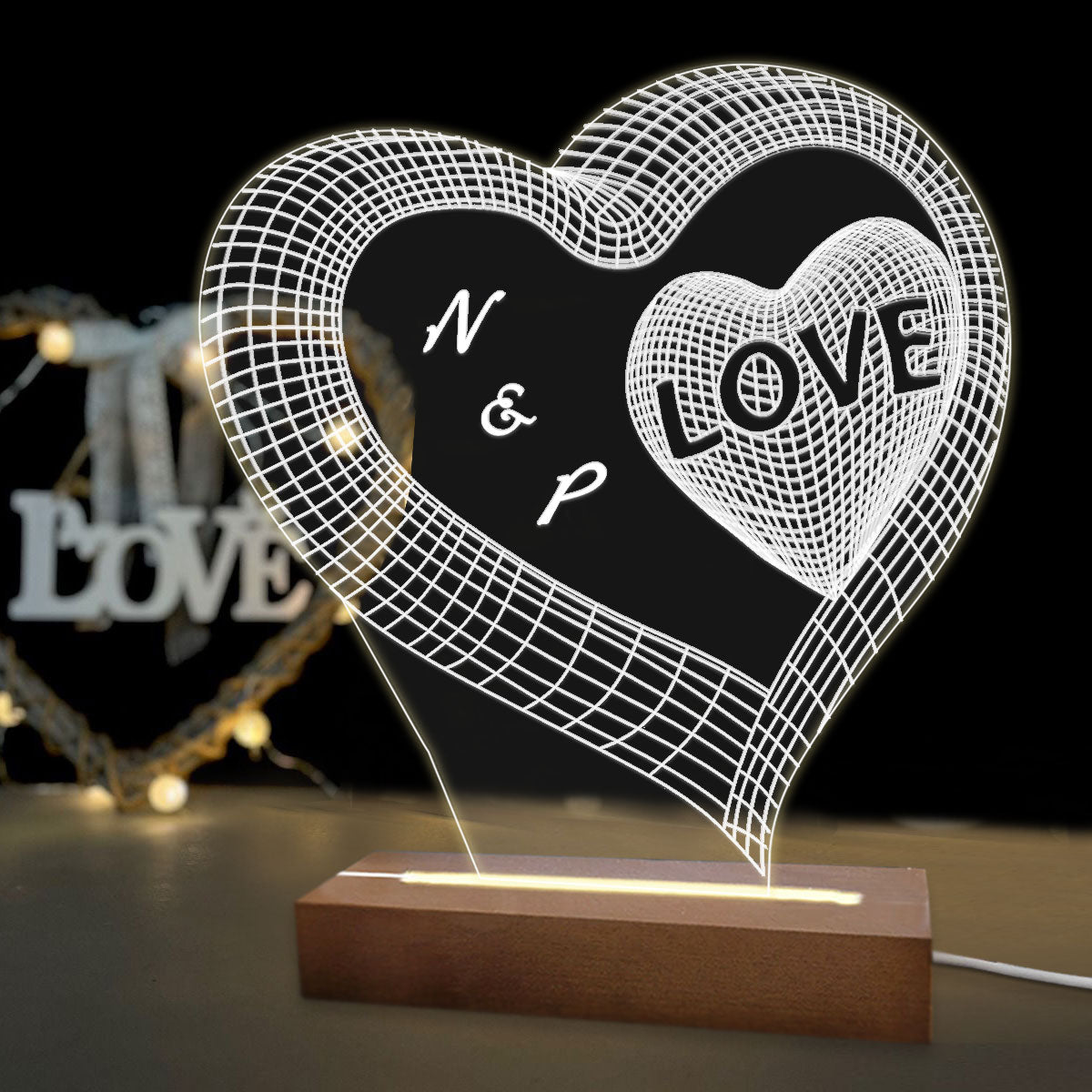Επιτραπέζιο φωτιστικό 3d heart