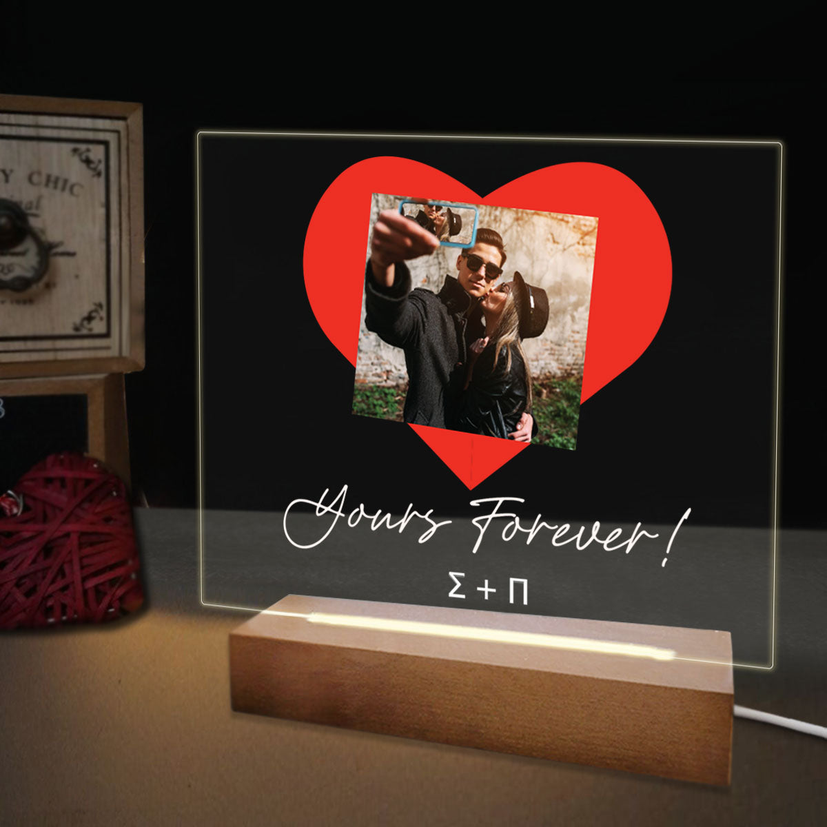 Επιτραπέζιο φωτιστικό photo heart yours forever