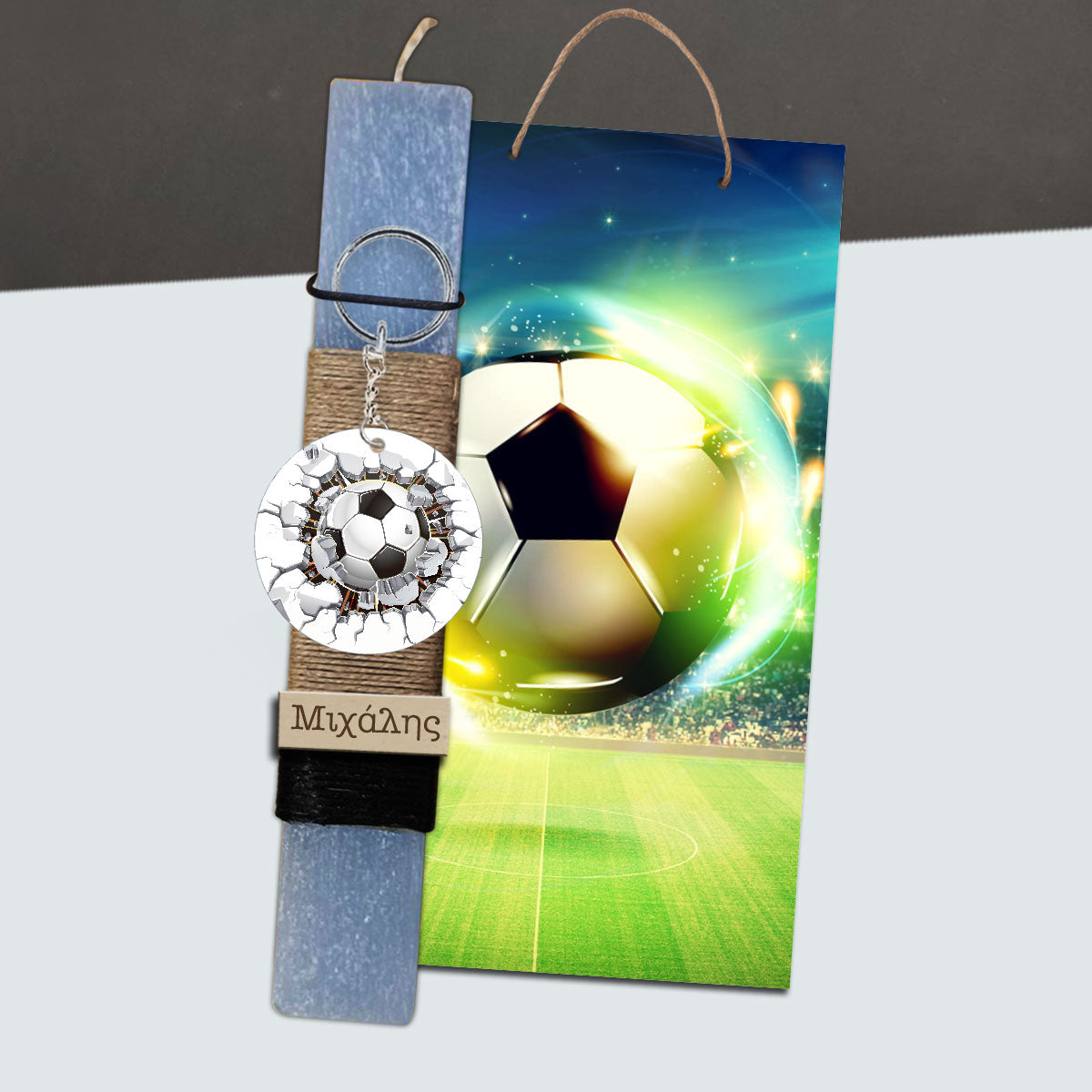 Λαμπάδα football με ξύλινη πλάτη