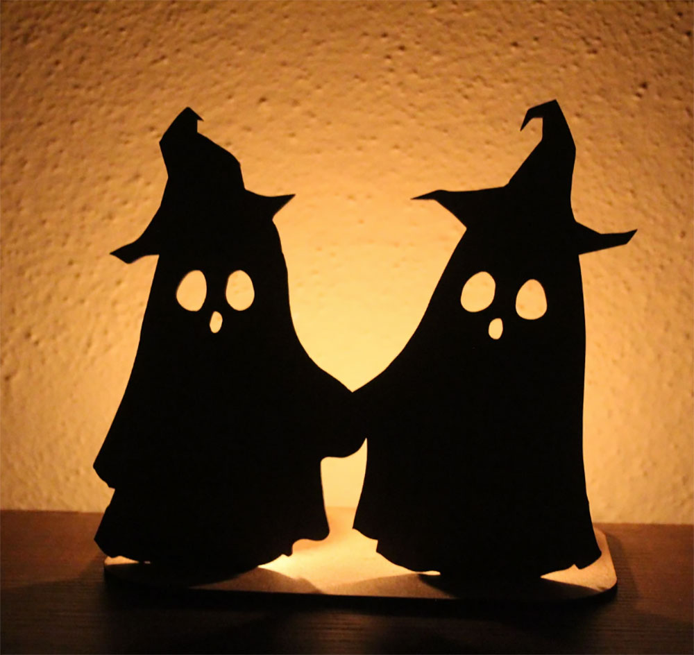 Ξύλινα φαντασματάκια halloween με υποδοχή για ρεσό