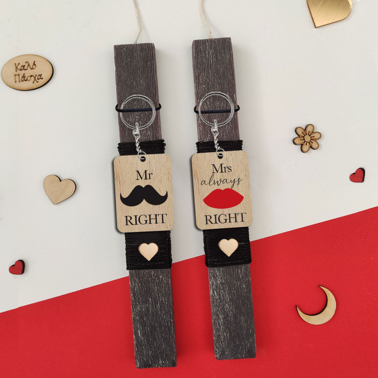 Λαμπάδες mr & mrs (σετ 2 τεμαχίων)