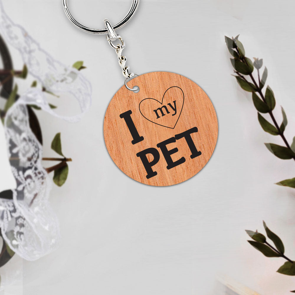 Ξύλινο μπρελόκ " I love my pet"
