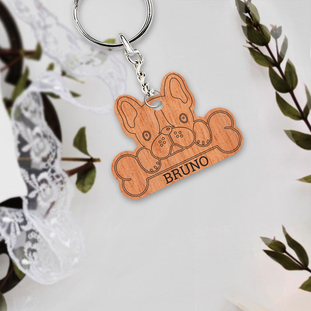 Ξύλινο μπρελόκ pet name dog
