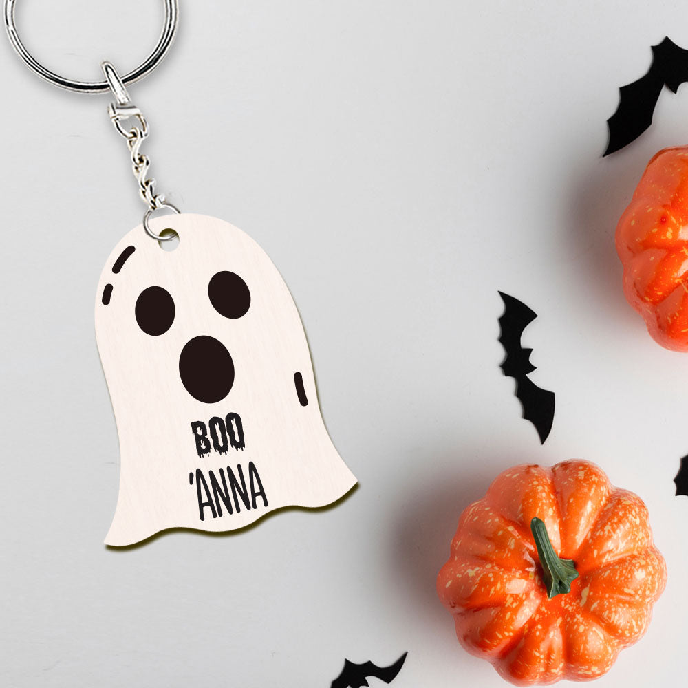 Ξύλινo μπρελόκ φαντασματάκι halloween