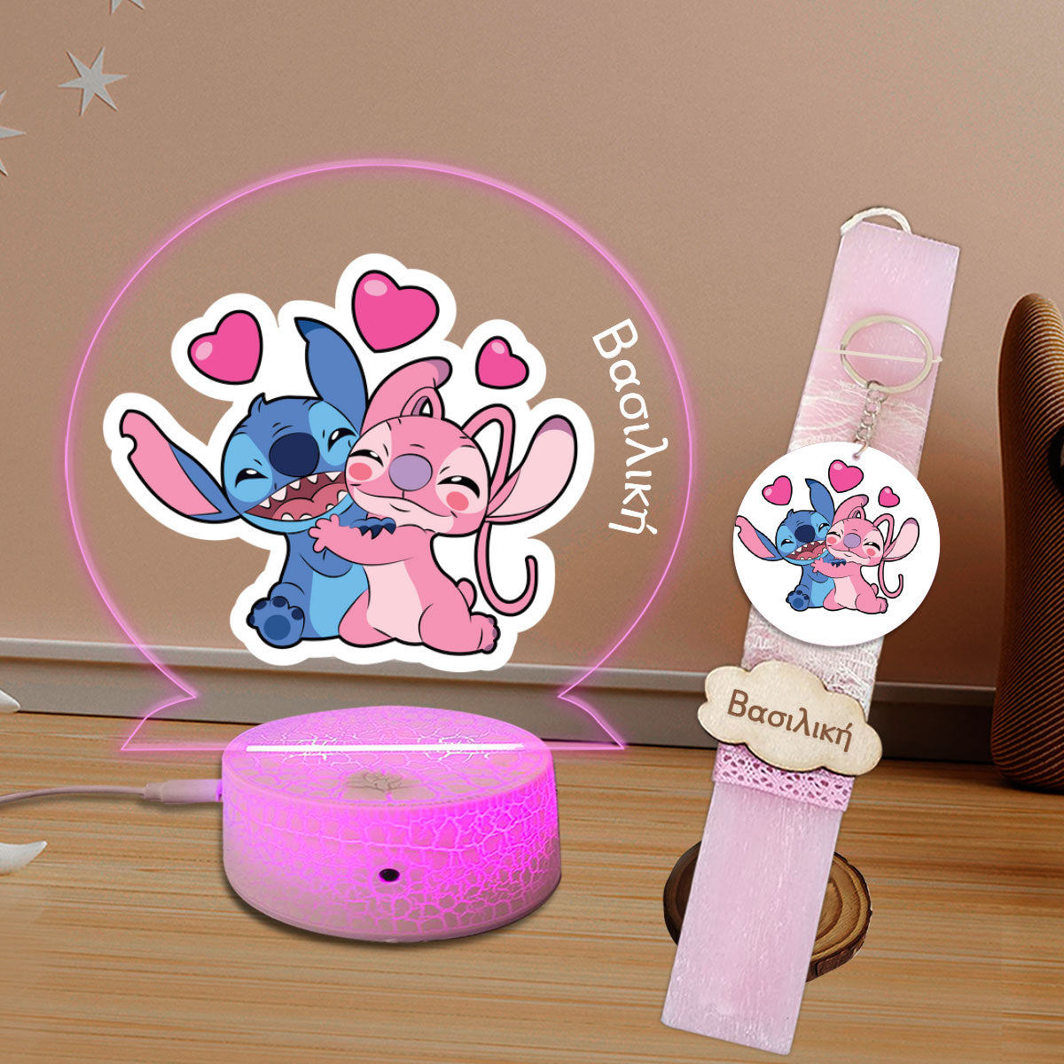 Σετ λαμπάδα με φωτιστικό plexiglass angel stich 2